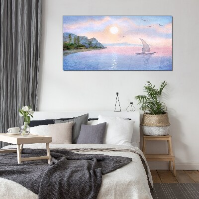 A peaceful sea sunset landscape Wall art on glass