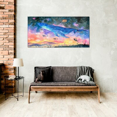 The Whale's Space Journey Wall art on glass