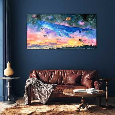 The Whale's Space Journey Wall art on glass