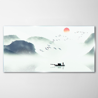 A quiet morning by the lake Glass art print