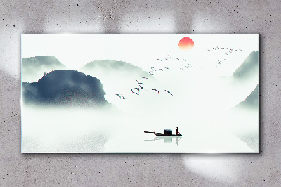 A quiet morning by the lake Glass art print
