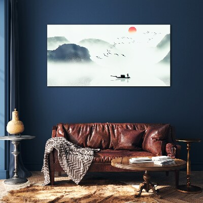 A quiet morning by the lake Glass art print