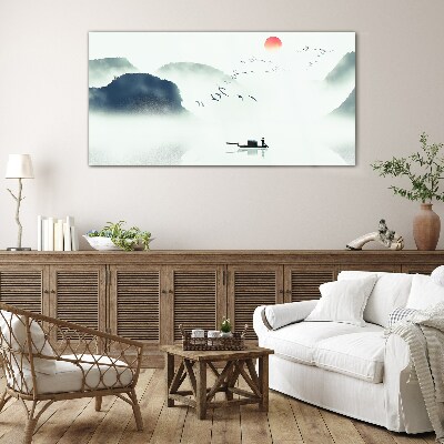 A quiet morning by the lake Glass art print