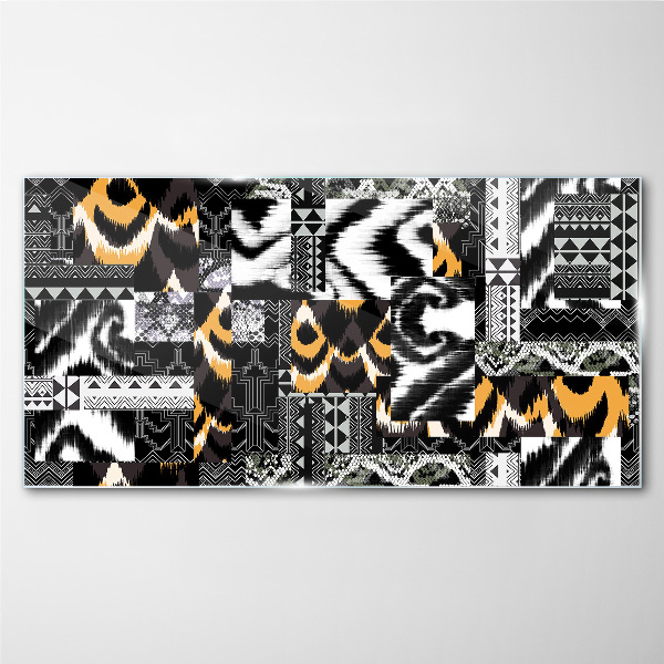 Abstract patterns in monochromatic shades Glass art print