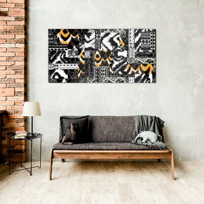 Abstract patterns in monochromatic shades Glass art print