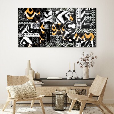 Abstract patterns in monochromatic shades Glass art print