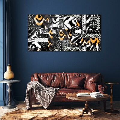 Abstract patterns in monochromatic shades Glass art print