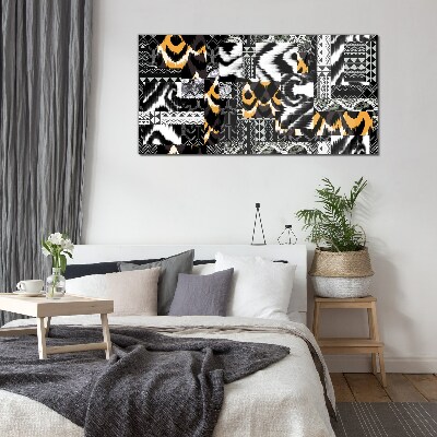Abstract patterns in monochromatic shades Glass art print