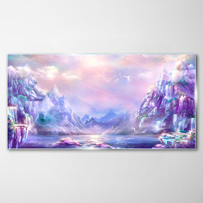 Magical mountain landscape Wall art on glass