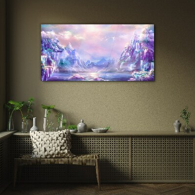 Magical mountain landscape Wall art on glass