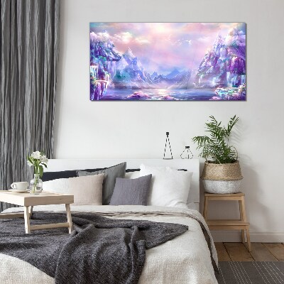 Magical mountain landscape Wall art on glass