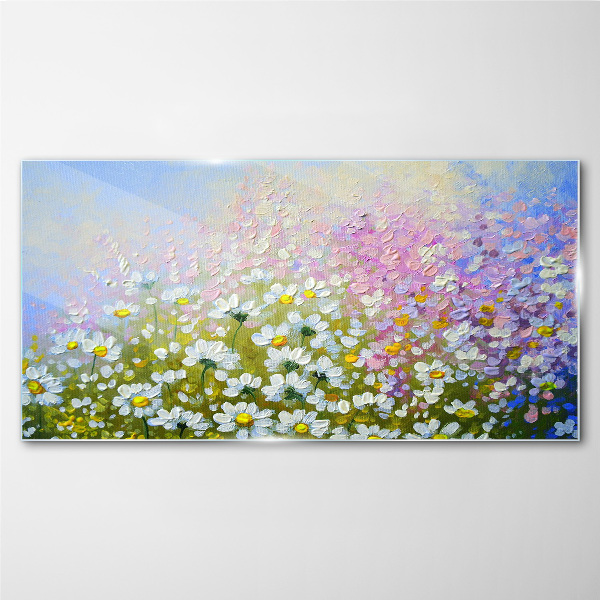 Floral landscape in pastel colors Glass art print