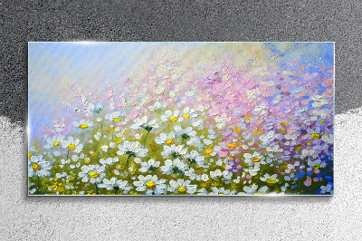 Floral landscape in pastel colors Glass art print