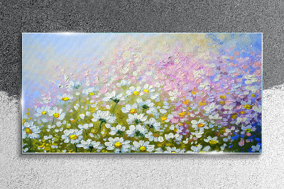 Modern meadow flowers Glass Wall Art