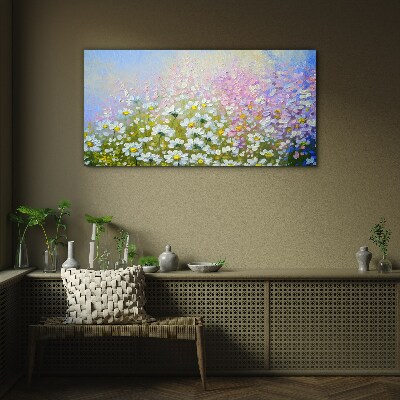 Floral landscape in pastel colors Glass art print
