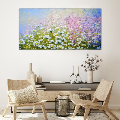 Floral landscape in pastel colors Glass art print