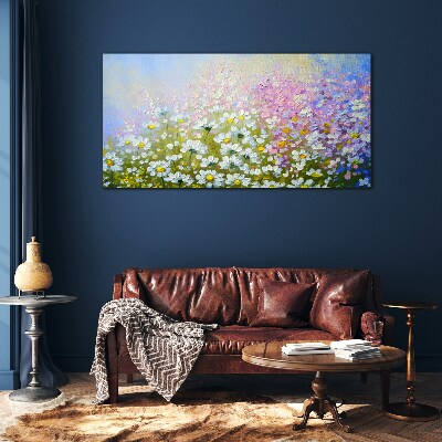 Floral landscape in pastel colors Glass art print