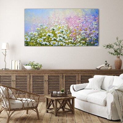 Floral landscape in pastel colors Glass art print