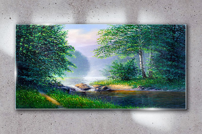 A peaceful landscape by the river Wall art on glass
