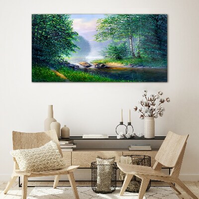 A peaceful landscape by the river Wall art on glass