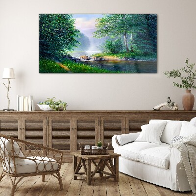 A peaceful landscape by the river Wall art on glass