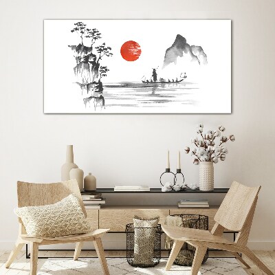 A quiet morning by the river Glass art print