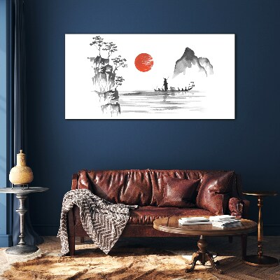 A quiet morning by the river Glass art print