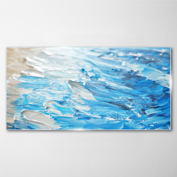 Waves in shades of blue Glass art print