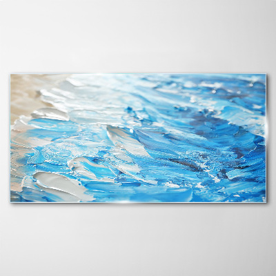 Waves in shades of blue Glass art print