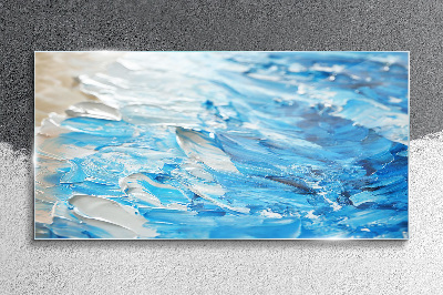 Waves in shades of blue Glass art print