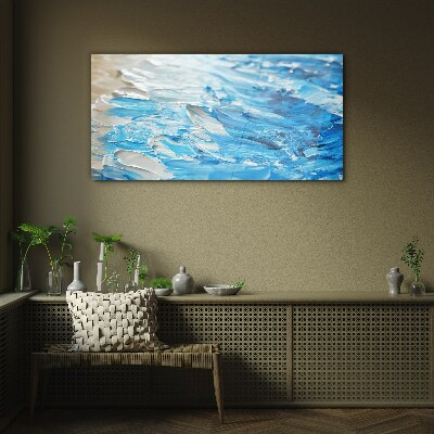 Waves in shades of blue Glass art print