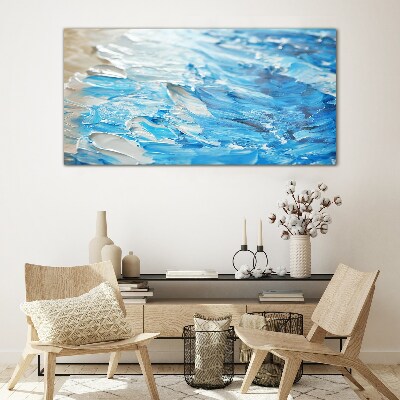 Waves in shades of blue Glass art print