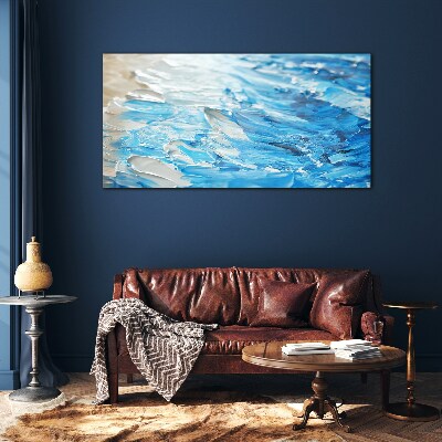 Waves in shades of blue Glass art print