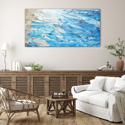 Waves in shades of blue Glass art print
