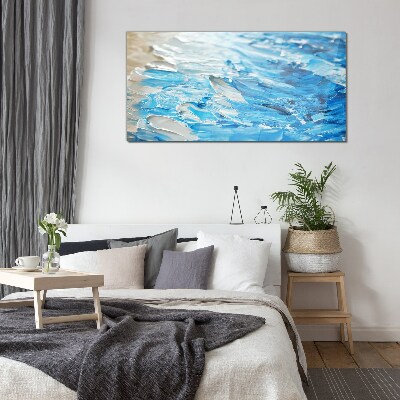 Waves in shades of blue Glass art print