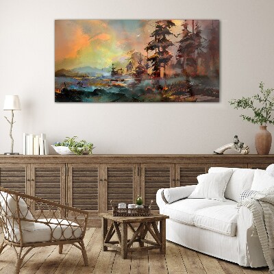 Mysterious mountain landscape Glass art print