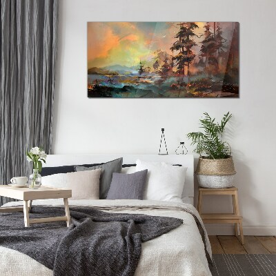 Mysterious mountain landscape Glass art print