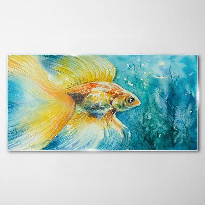 Goldfish in colored water Wall art on glass