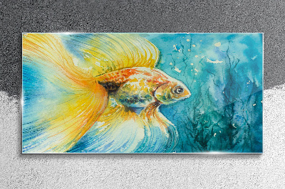 Aquarelle goldfish water Glass Wall Art