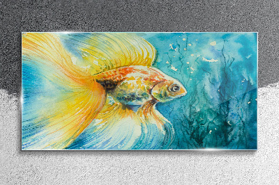 Goldfish in colored water Wall art on glass