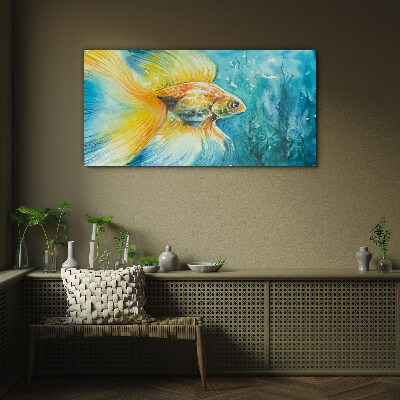 Goldfish in colored water Wall art on glass