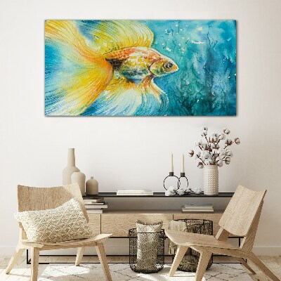 Goldfish in colored water Wall art on glass