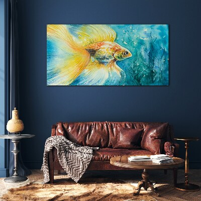 Goldfish in colored water Wall art on glass