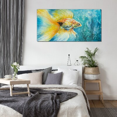Goldfish in colored water Wall art on glass