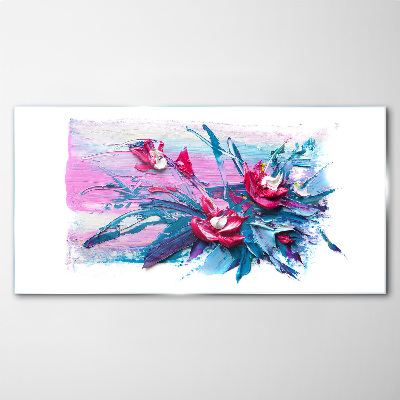 A floral arrangement in intense colours Glass art print