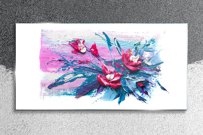 A floral arrangement in intense colours Glass art print