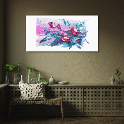 A floral arrangement in intense colours Glass art print