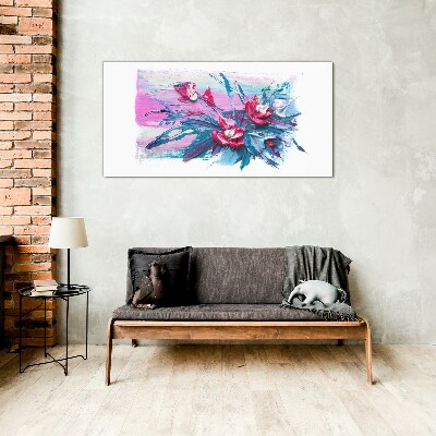 A floral arrangement in intense colours Glass art print