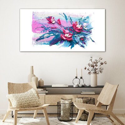 A floral arrangement in intense colours Glass art print