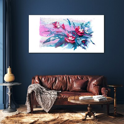 A floral arrangement in intense colours Glass art print